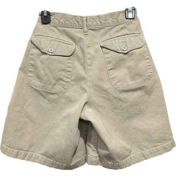 Vintage Gap Shorts Women 7/8 Khaki High Waist Pleated Made USA 90s Button Fly - Picture 2 of 8